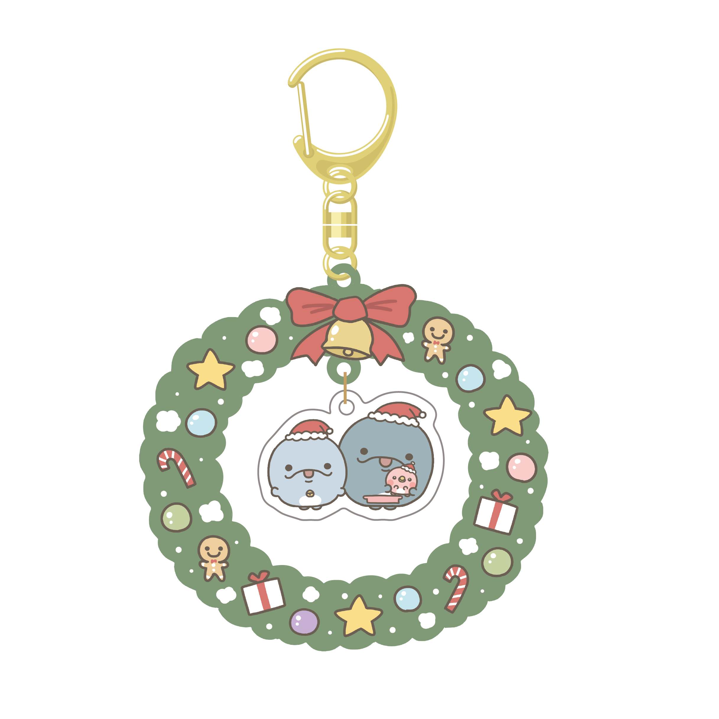 gorogoro　クリスマスリースキーホルダー 親子イルカ】クリスマスリースアクキー【11月下旬発送