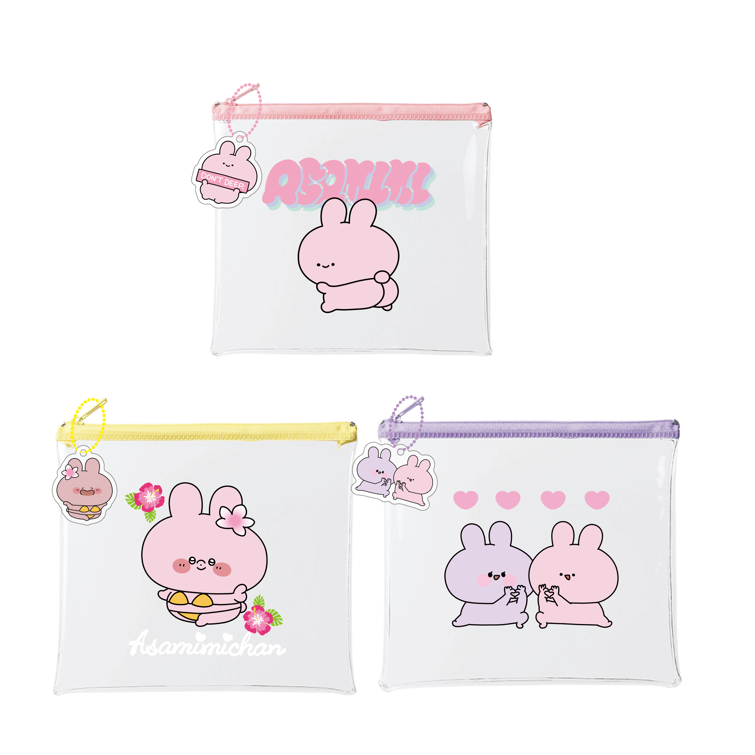 あさみみちゃん】クリアポーチ（チャーム付き）【7月下旬発送