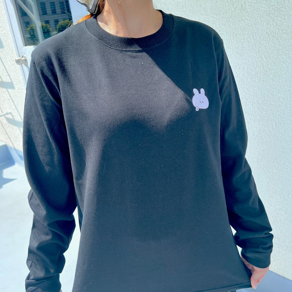 【あさみみちゃん】ワンポイント半目プリント長袖Tシャツ