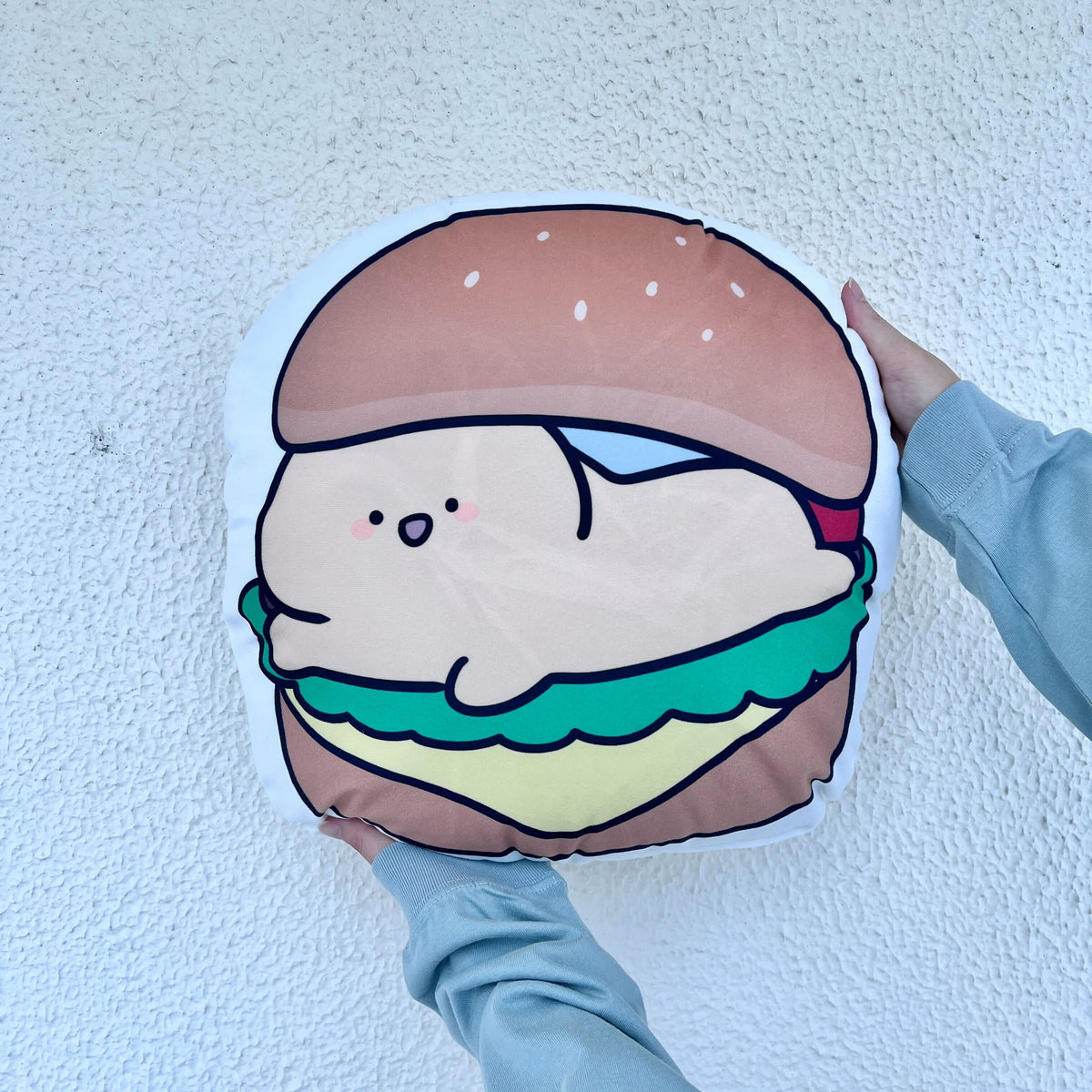 【困りザウルス】ハンバーガー🍔ビッグダイカットクッション【10月中旬発送】