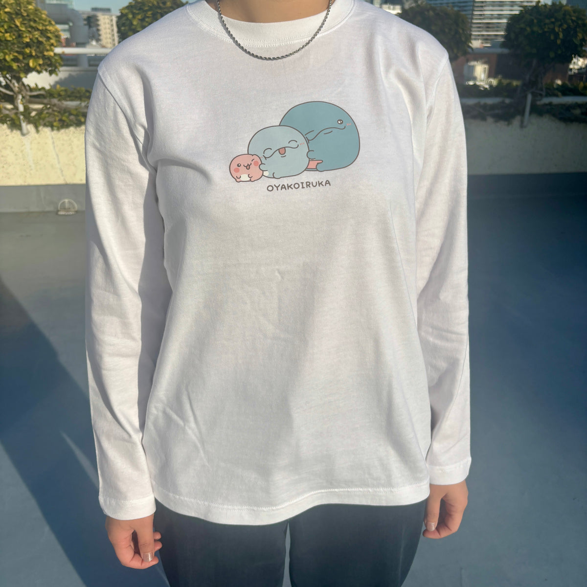 【親子イルカ】プリント長袖Tシャツ【4月中旬発送】