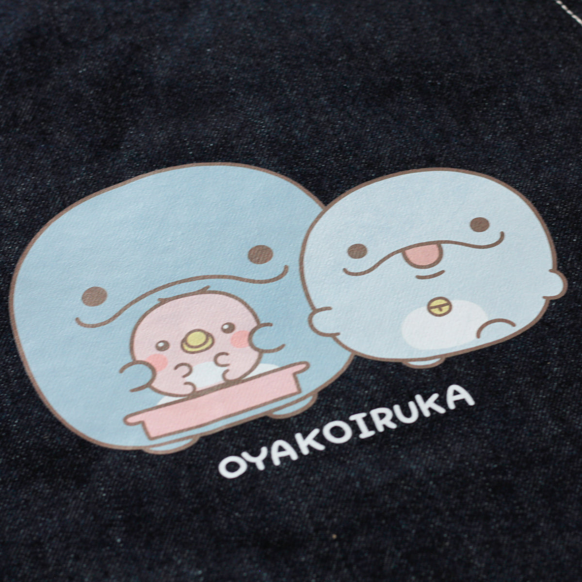 【親子イルカ】ウォッシュキャンバスエプロン (クロスタイプ)【4月中旬発送】