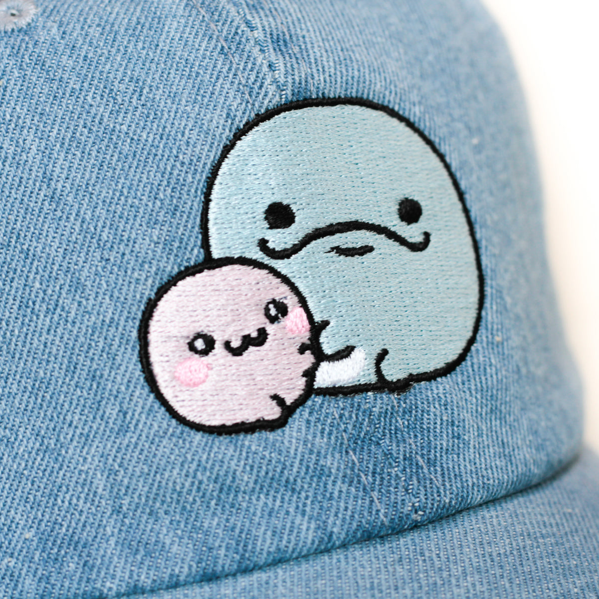 【親子イルカ】刺繍デニムキャップ【4月中旬発送】