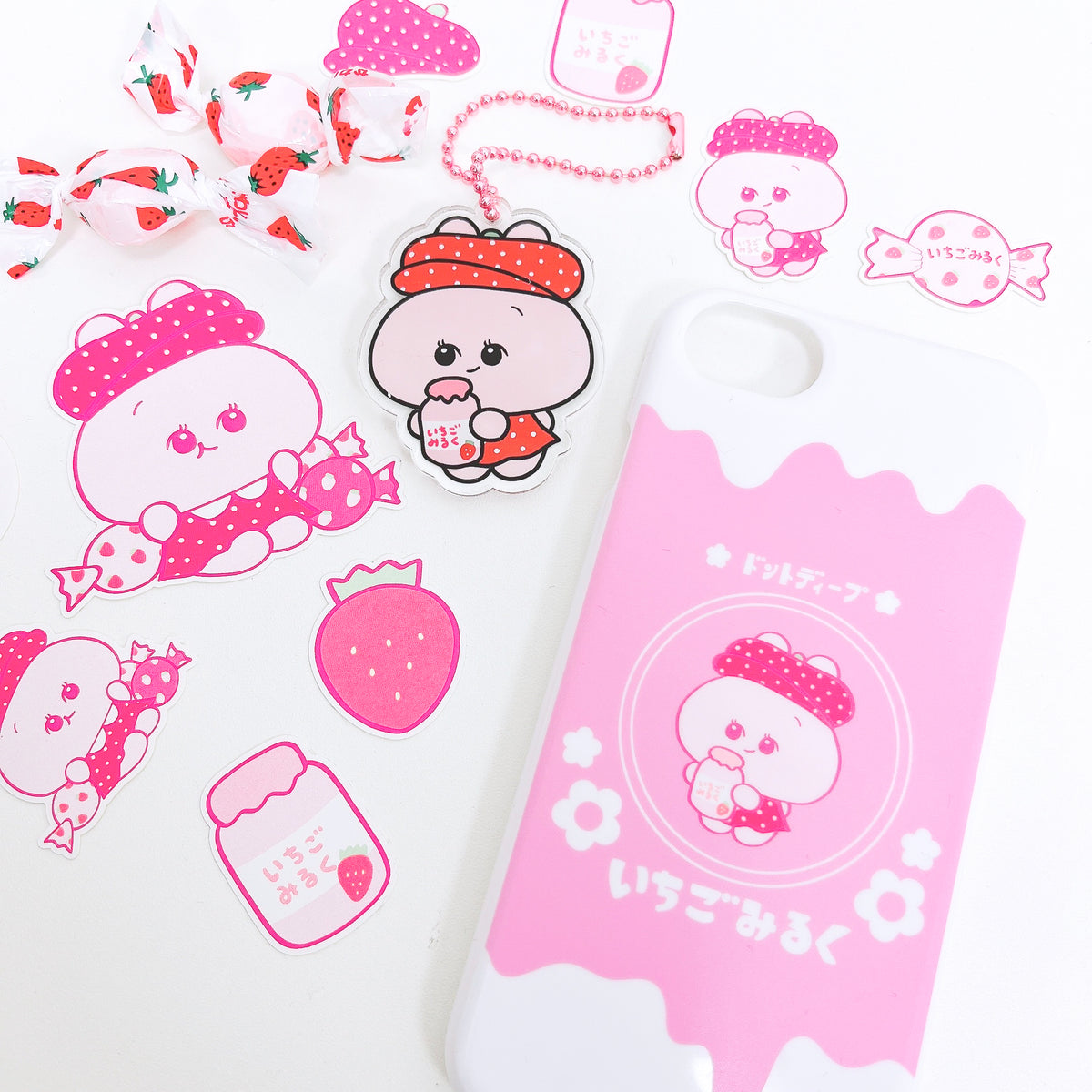 【あさみみちゃん】ほぼ全機種対応スマホケース(いちごみるく)楽天モバイルシリーズ【受注生産】