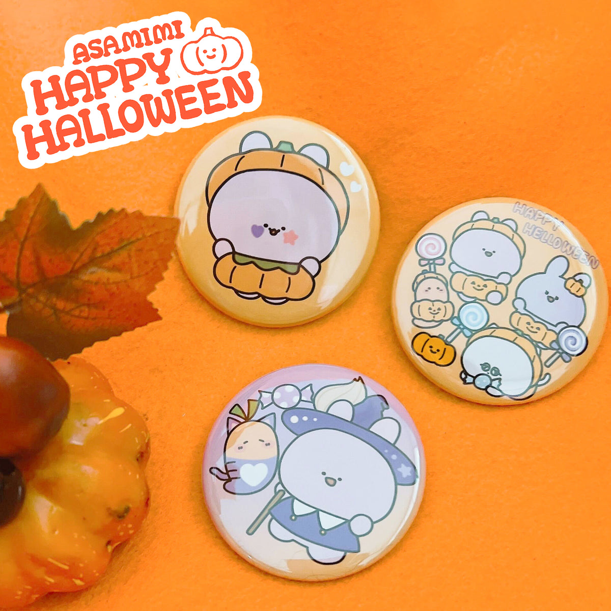 【あさみみちゃん】ハッピーハロウィンランダム缶バッジ(全3種)【10月下旬発送】