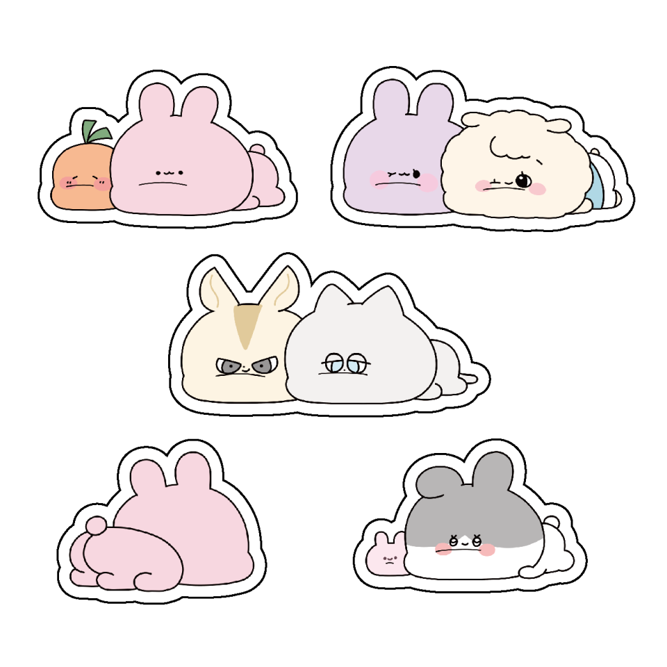 [ASAMIMI-CHAN 】Daramunni♡Everyone Together Sticker Set of 5【Shipping in mid-November】