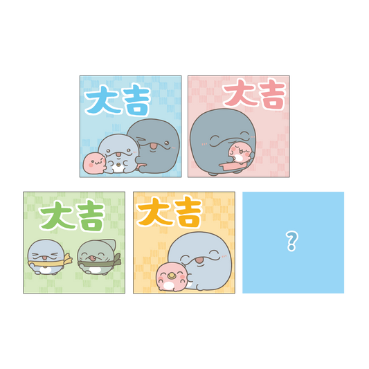 【親子イルカ】シークレットあり♪ランダムおみくじステッカー（全5種）【1月下旬発送】