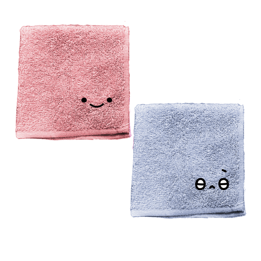 [ASAMIMI-CHAN] Face Embroidered Towel Handkerchief [Ships mid-February]