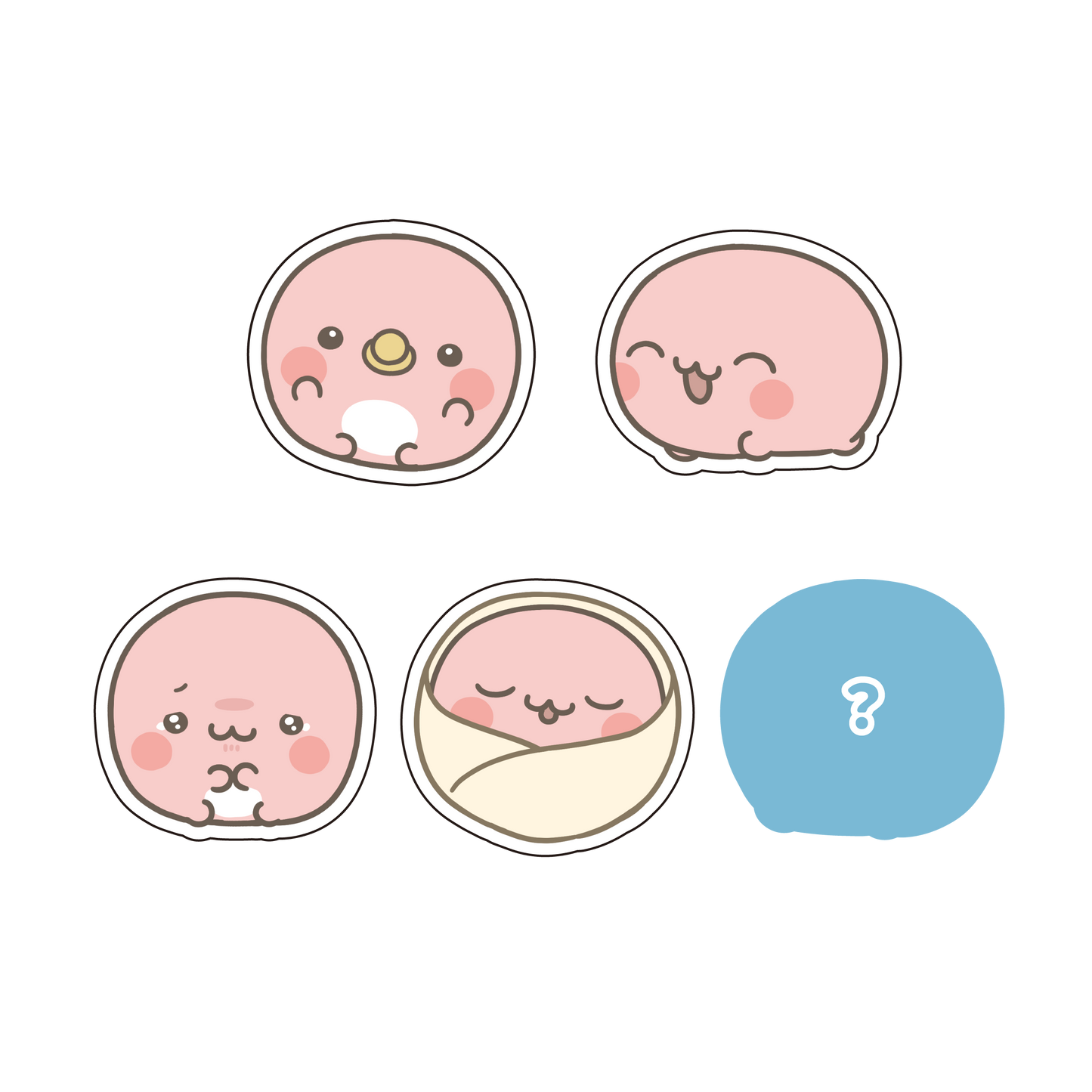 【親子イルカ】シークレットあり♪ランダムピーちゃんステッカーコンプリートセット（全5種）【9月下旬発送】