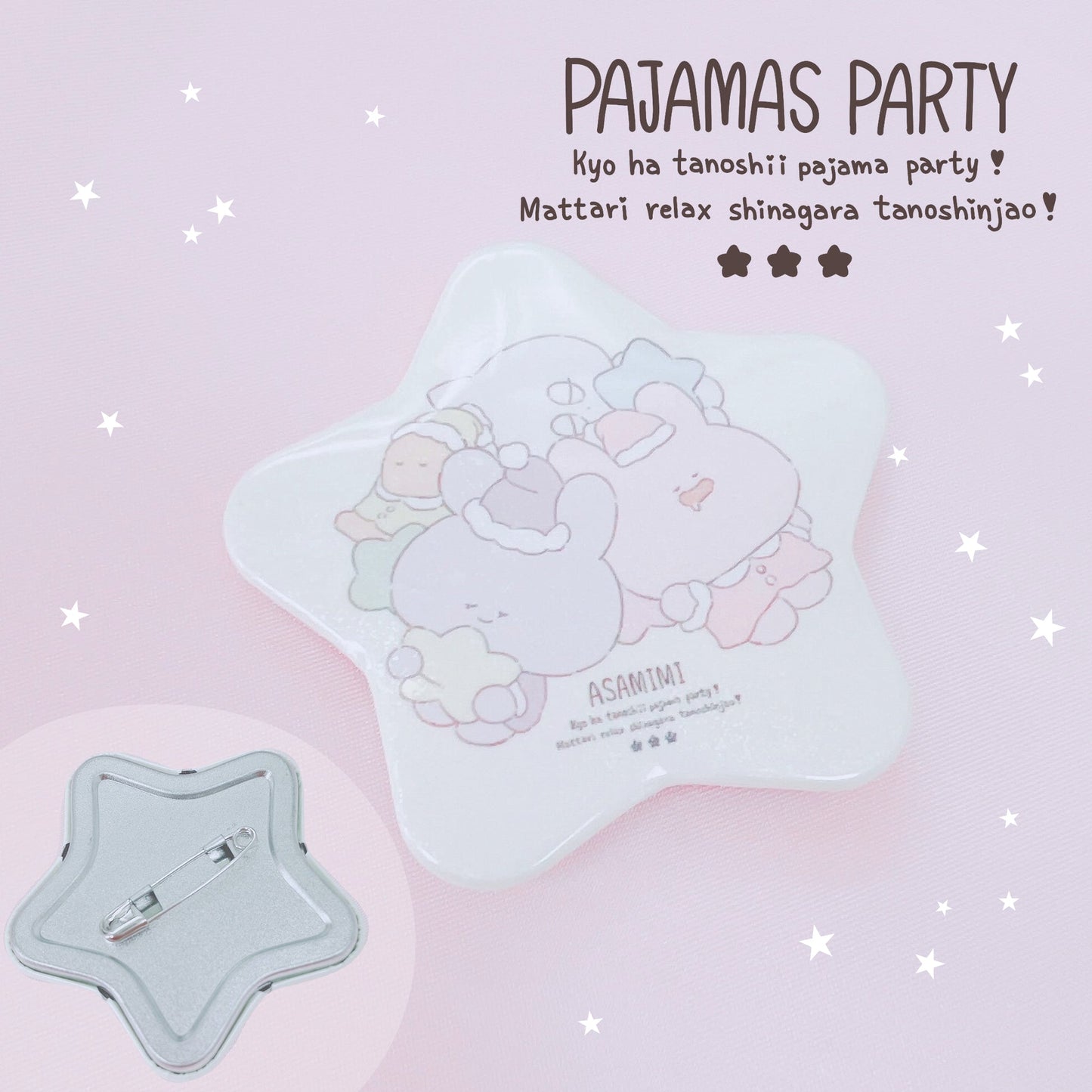 [ASAMIMI-CHAN] Twinkle Twinkle Star Holo Can Badge (Pigiama Party) [Spedito a metà ottobre]