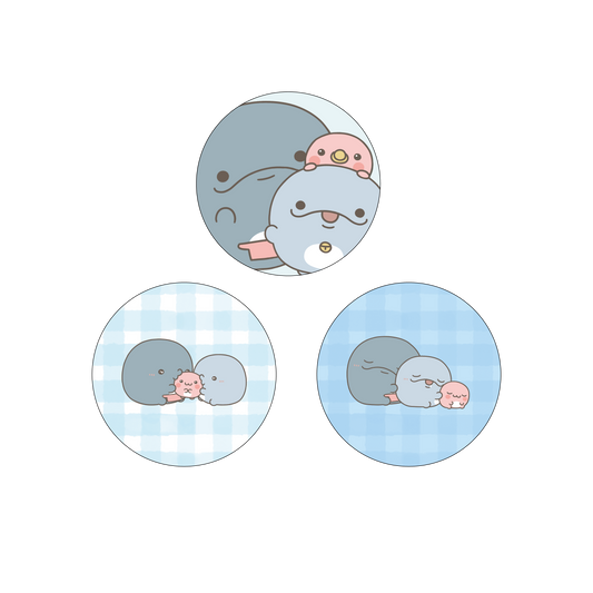 【親子イルカ】缶マグネットセット（3個入り）【3月中旬発送】