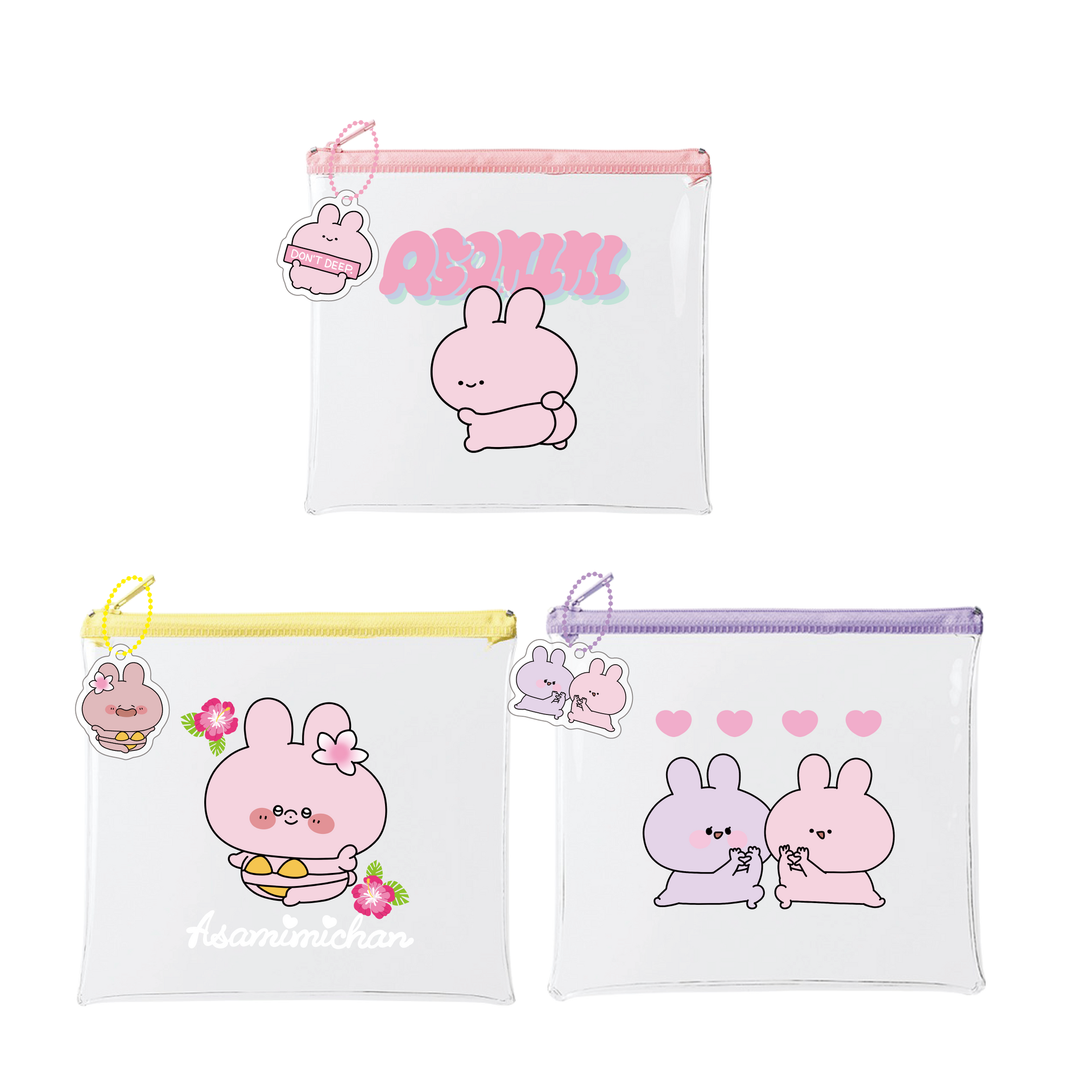 あさみみちゃん】クリアポーチ（チャーム付き）【7月下旬発送