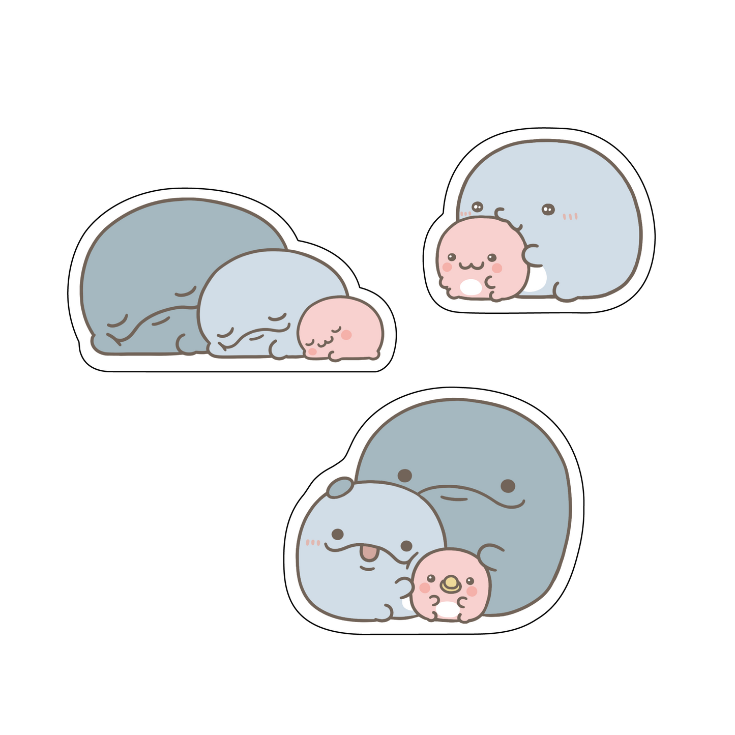 【親子イルカ】ステッカーセット（3枚入り）【12月中旬発送】