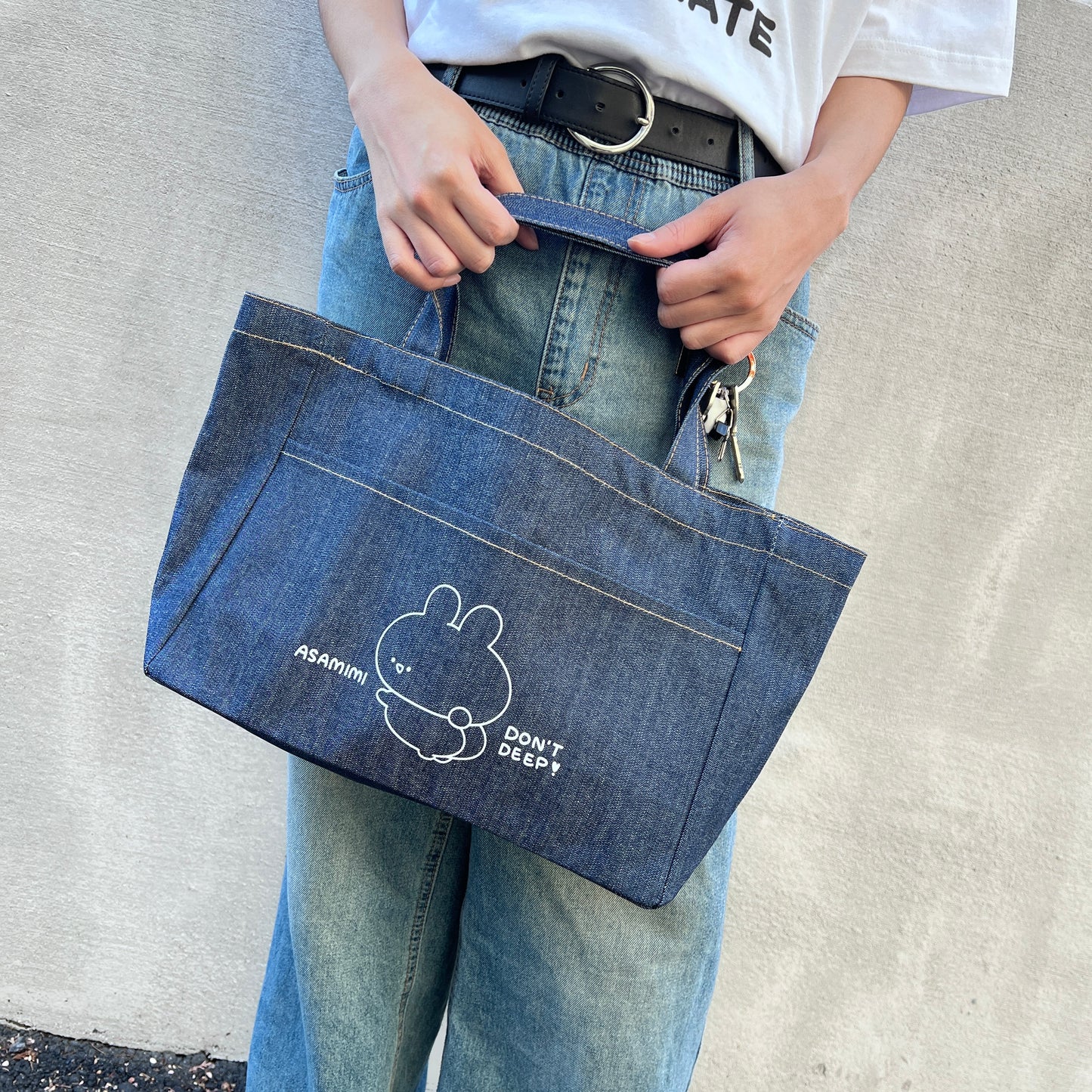 【あさみみちゃん】デニムフロントポケットトートバッグ【4月中旬発送】