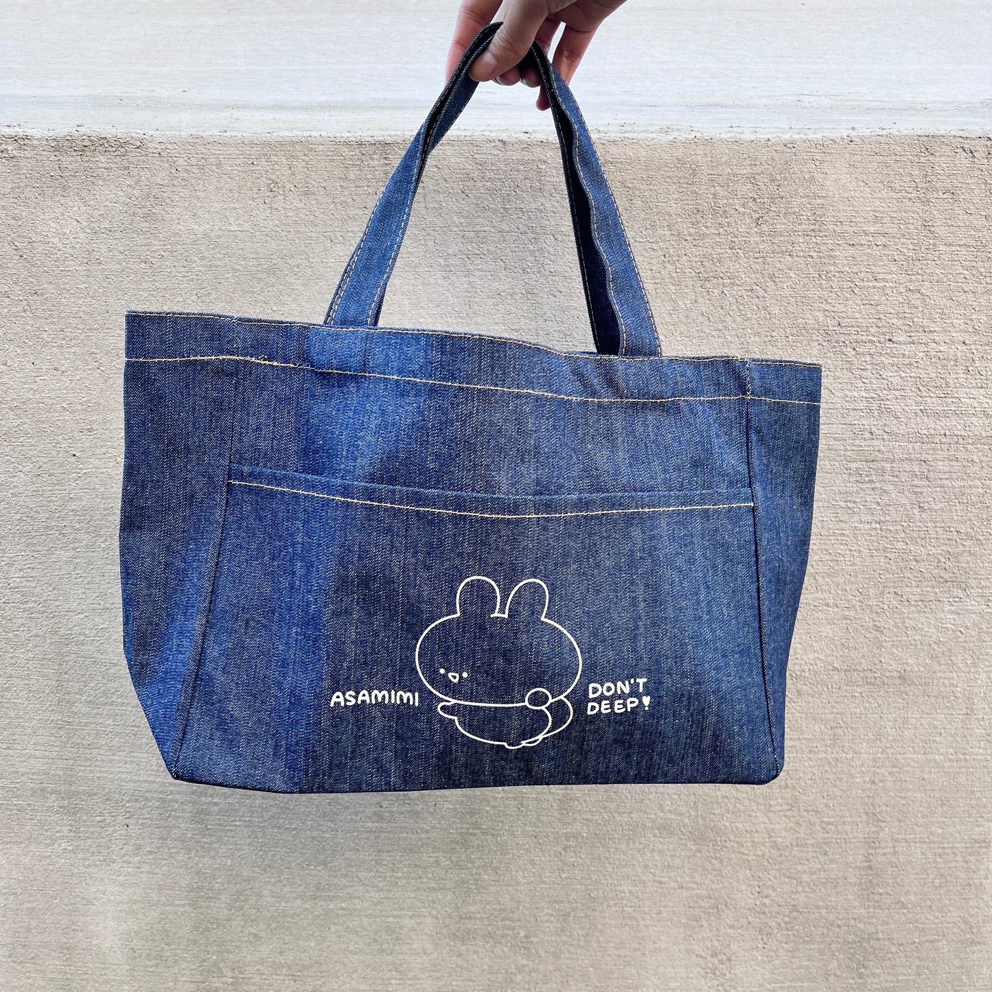 【あさみみちゃん】デニムフロントポケットトートバッグ【4月中旬発送】
