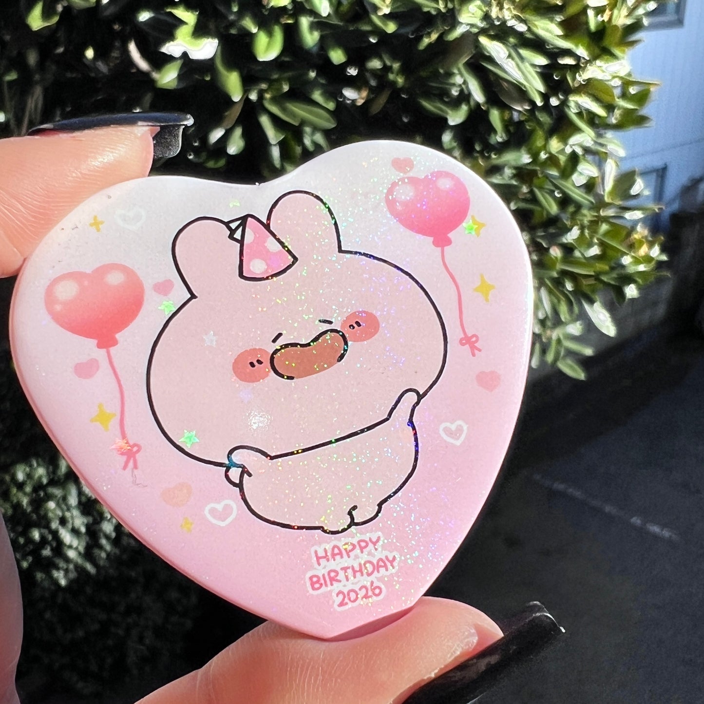 [ASAMIMICHAN] Asamimi Geburtstag♡Glitzer-Herz-Button