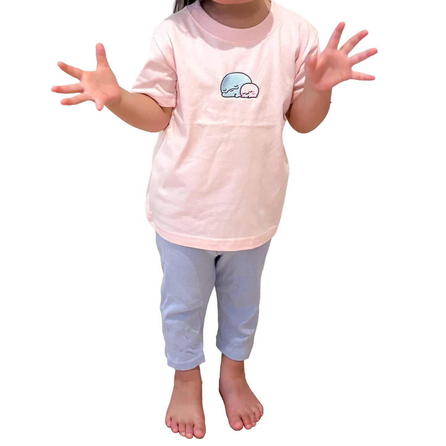 【親子イルカ】フロント刺繍Tシャツ（キッズサイズ）【9月下旬発送】