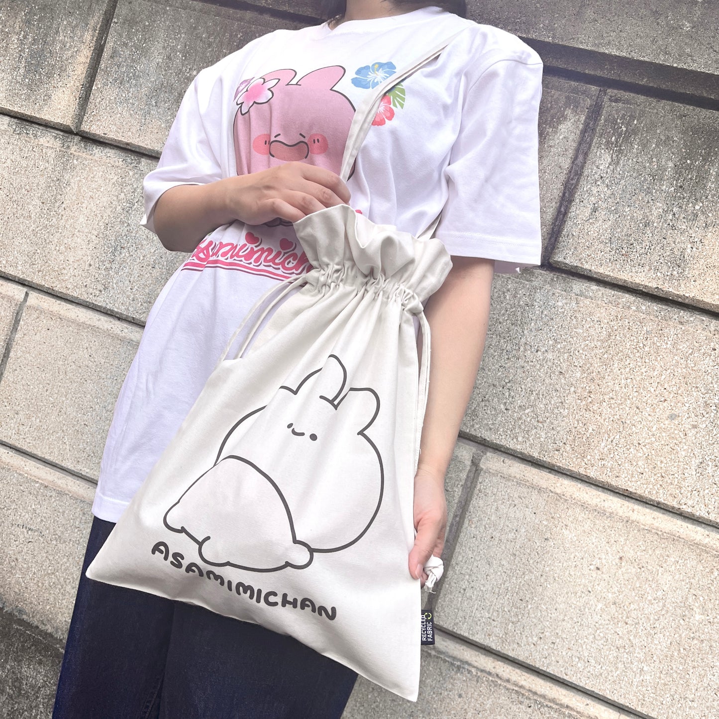【あさみみちゃん】巾着バッグ【7月下旬発送】