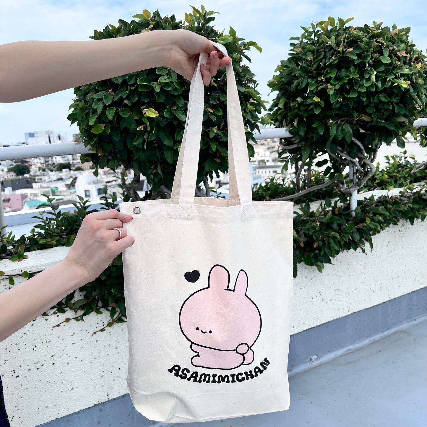 [<tc>ASAMIMI-CHAN</tc>]LOVE MYSELF♡Tote bag with eyelets (ASAMIMI BASIC 2024 JULY) [Shipped in late September]