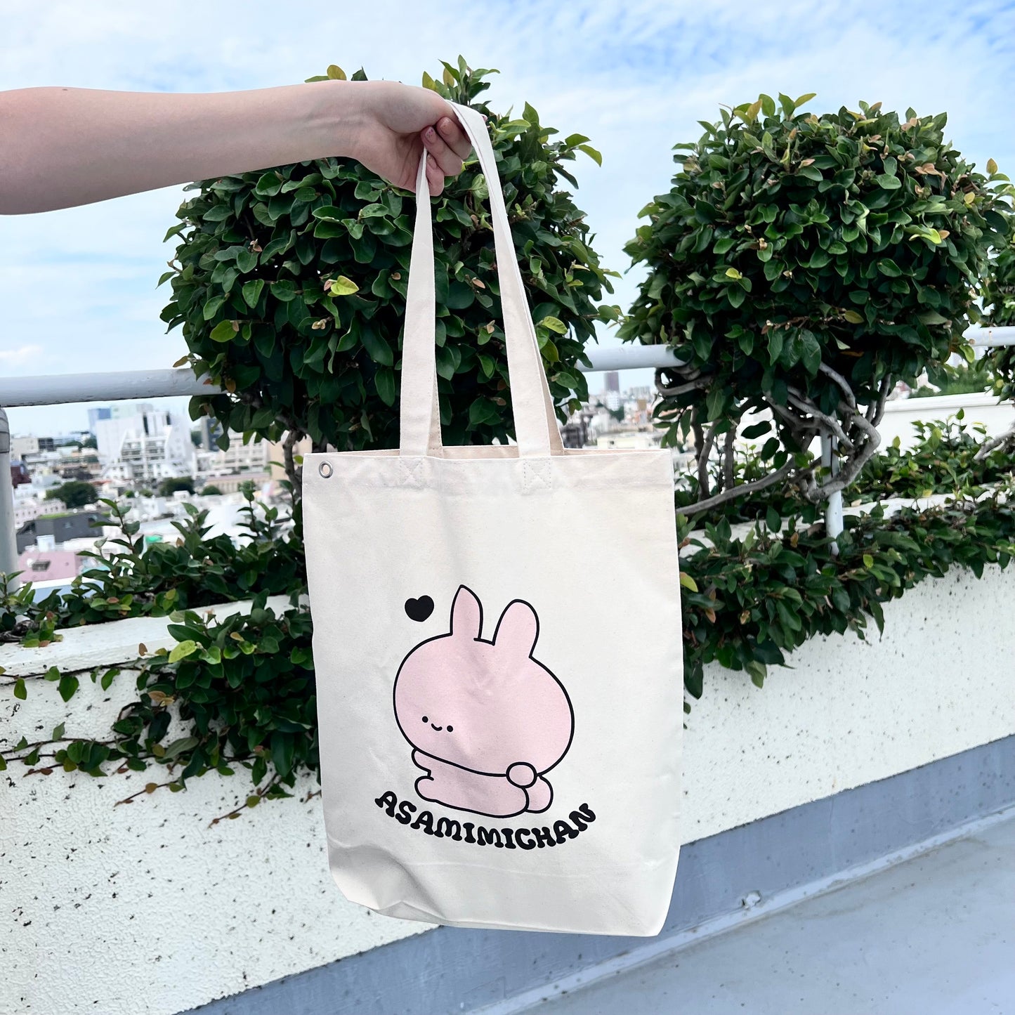 [<tc>ASAMIMI-CHAN</tc>]LOVE MYSELF♡Tote bag with eyelets (ASAMIMI BASIC 2024 JULY) [Shipped in late September]