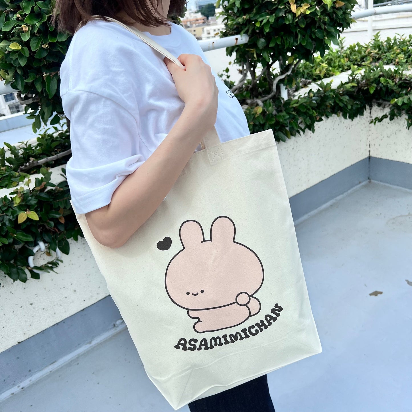 [<tc>ASAMIMI-CHAN</tc>]LOVE MYSELF♡Tote bag with eyelets (ASAMIMI BASIC 2024 JULY) [Shipped in late September]