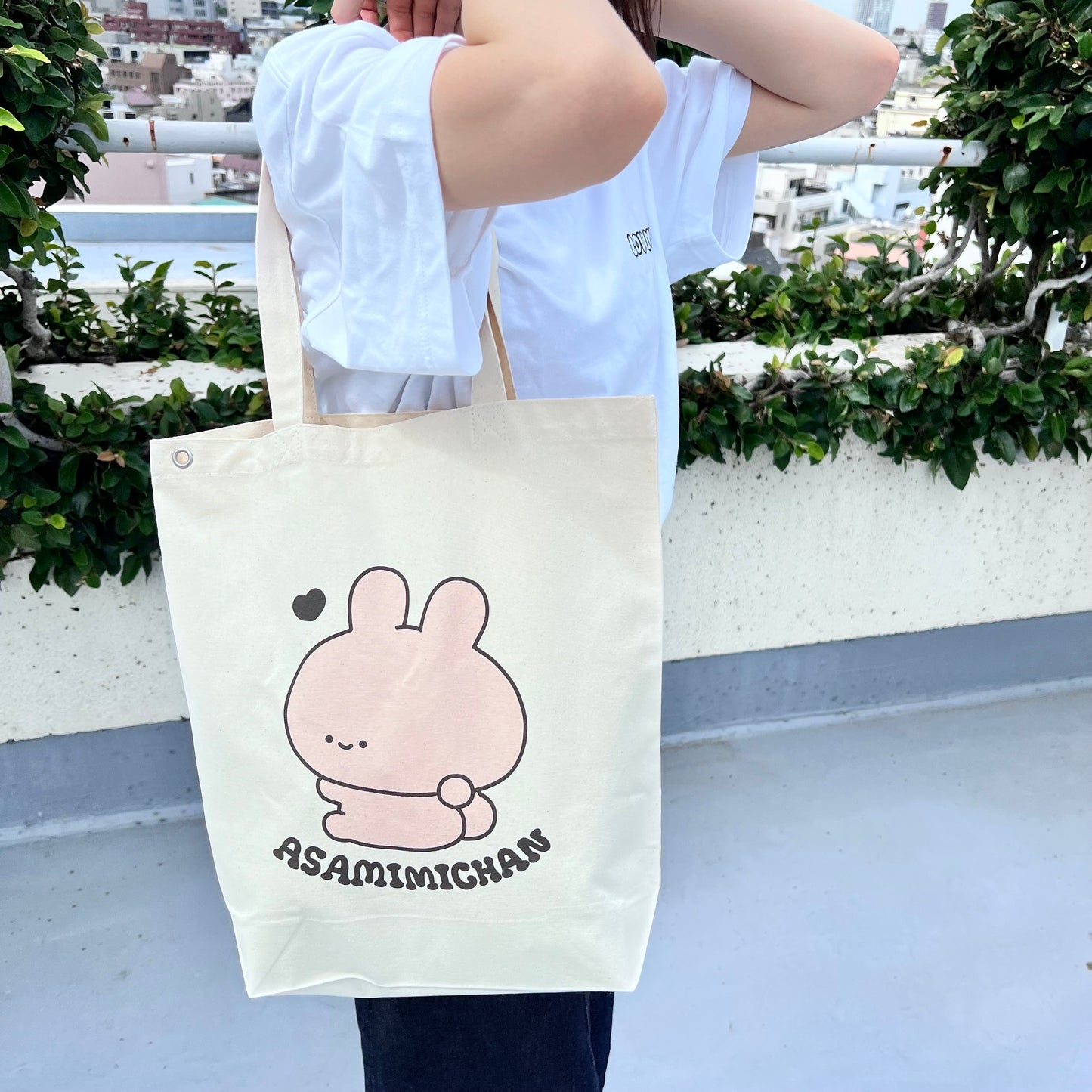 [<tc>ASAMIMI-CHAN</tc>]LOVE MYSELF♡Tote bag with eyelets (ASAMIMI BASIC 2024 JULY) [Shipped in late September]