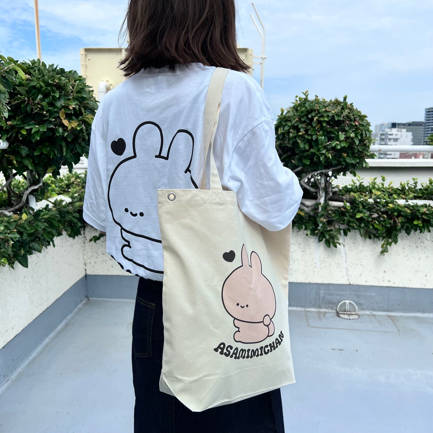 [<tc>ASAMIMI-CHAN</tc>]LOVE MYSELF♡Tote bag with eyelets (ASAMIMI BASIC 2024 JULY) [Shipped in late September]