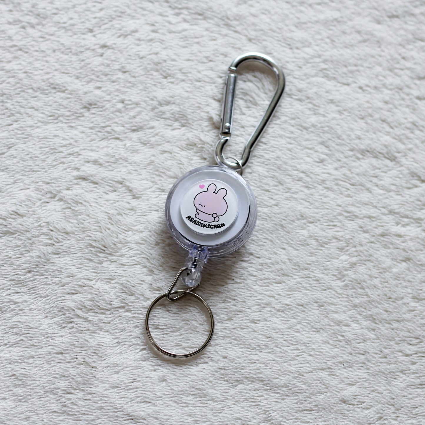 [<tc>ASAMIMI-CHAN</tc>] Stretching ❣ Asamimi's reel chain type carabiner key chain (ASAMIMI BASIC 2024 JULY) [Shipped in late September]