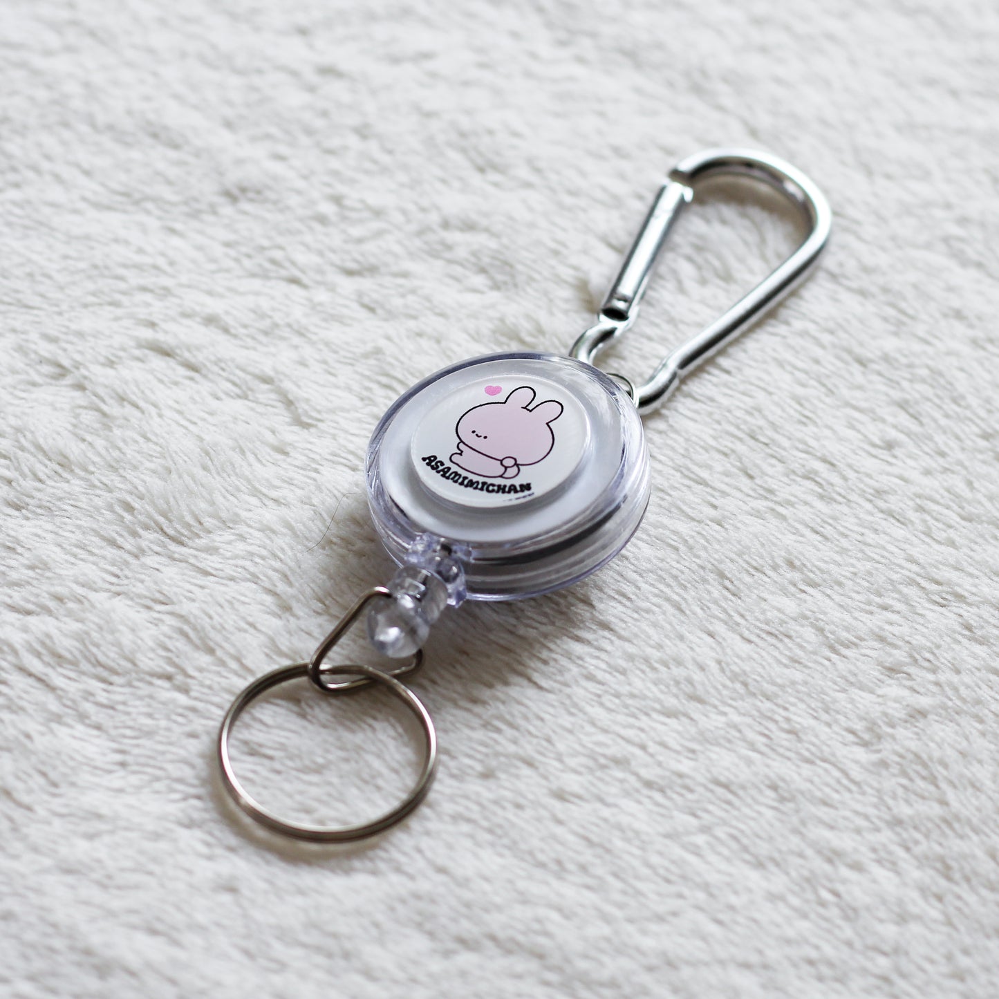 [<tc>ASAMIMI-CHAN</tc>] Stretching ❣ Asamimi's reel chain type carabiner key chain (ASAMIMI BASIC 2024 JULY) [Shipped in late September]