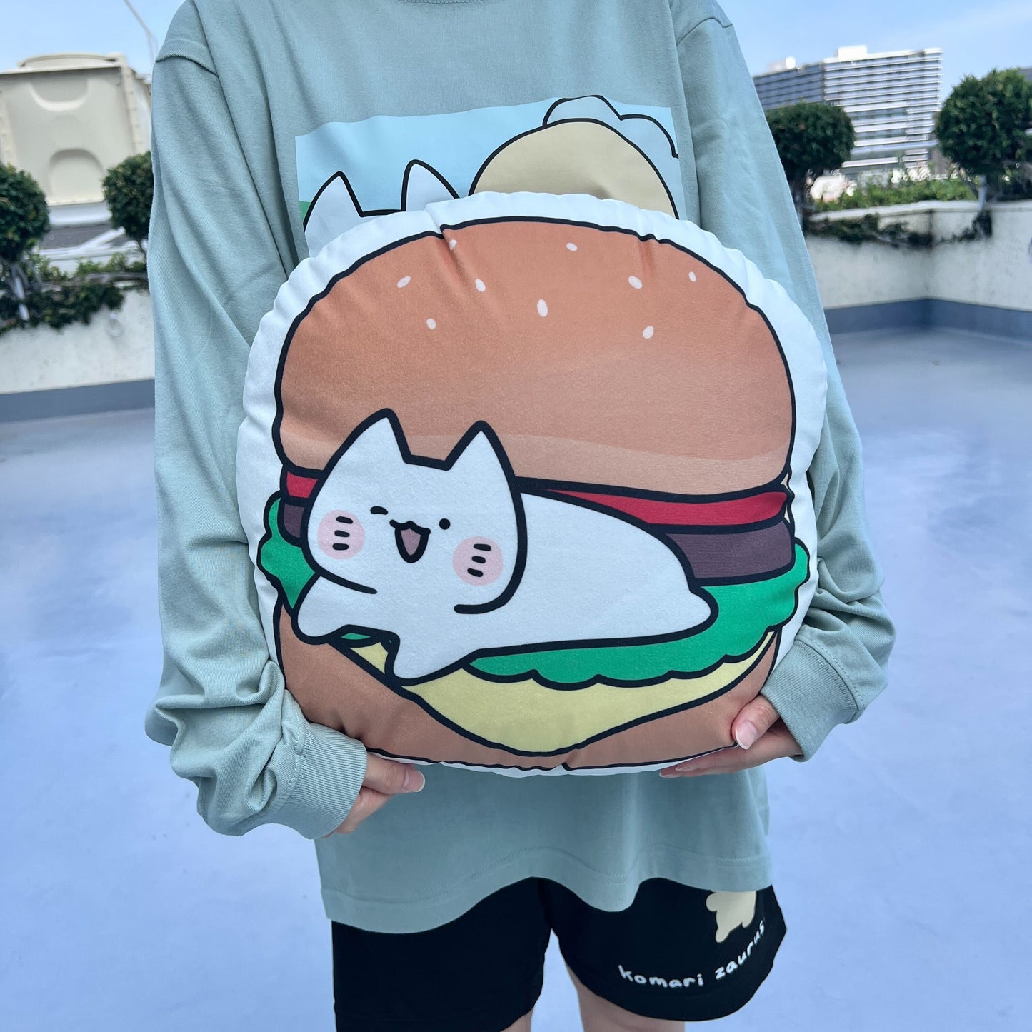 [KOMARIZAURUSU] Hamburger 🍔 Big Die-Cut Cushion [Versand Mitte Oktober]