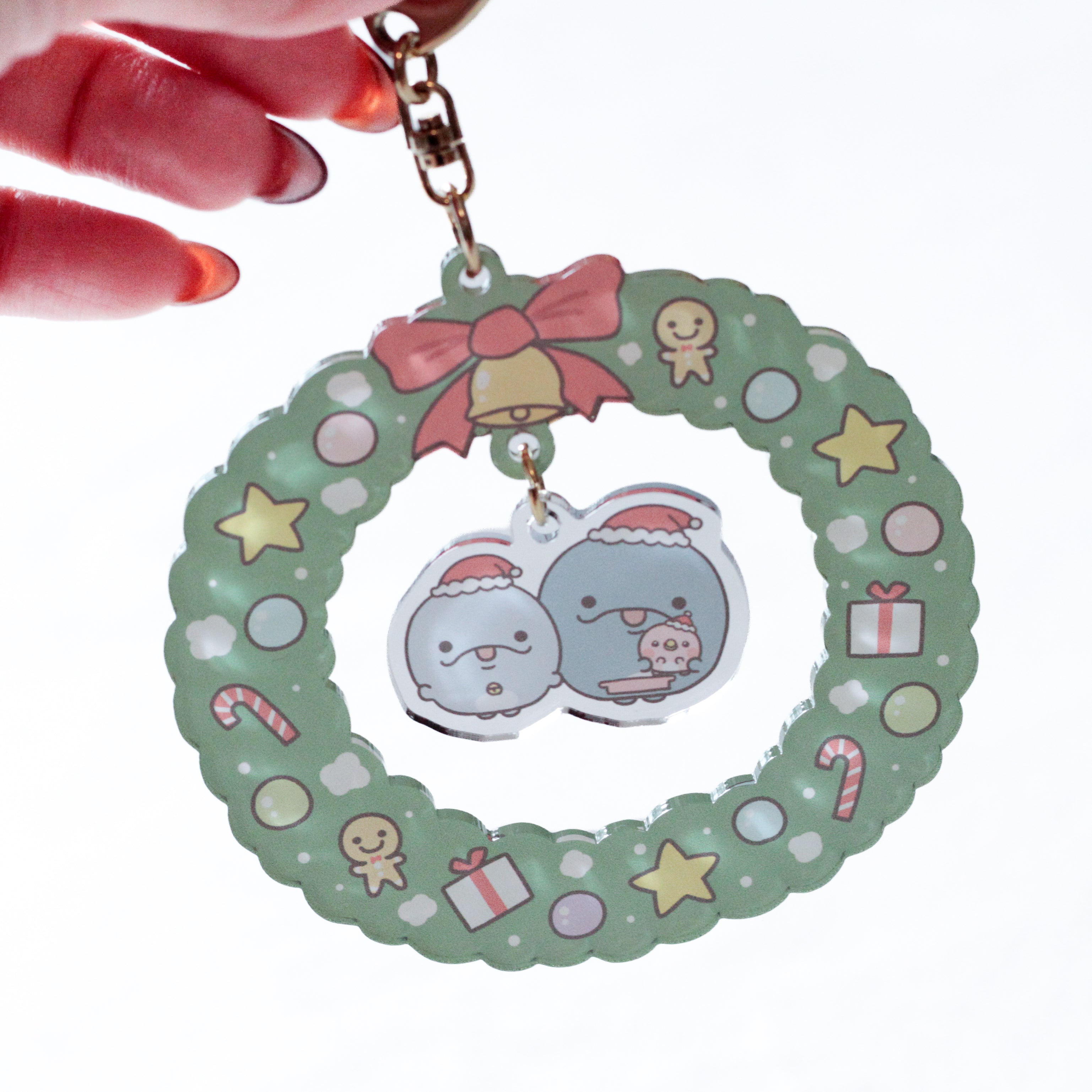 親子イルカ】クリスマスリースアクキー【11月下旬発送