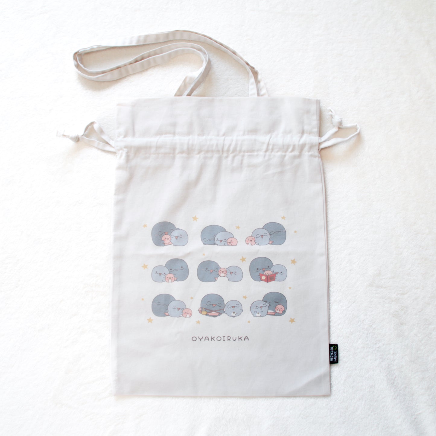 【親子イルカ】巾着バッグ【5月下旬発送】