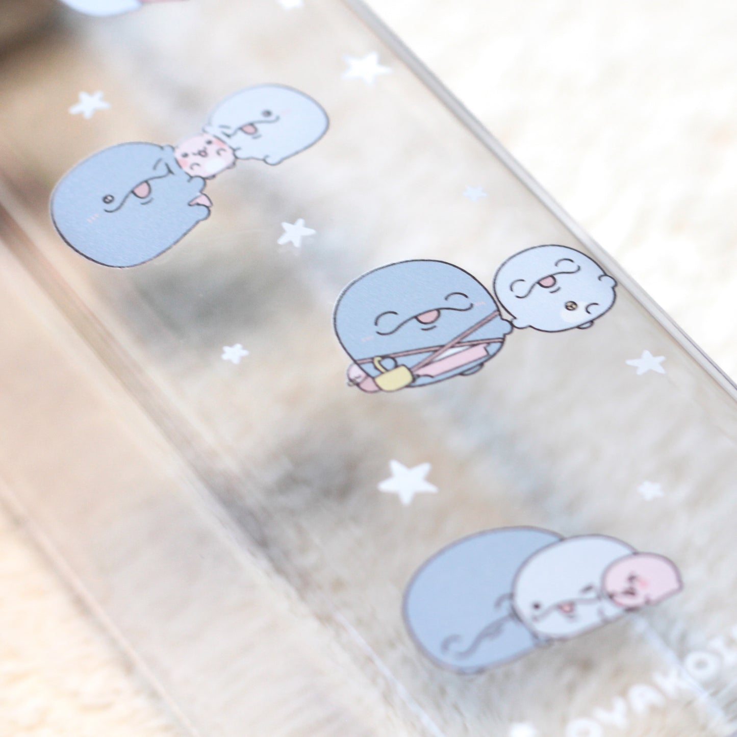 【親子イルカ】スクエアクリアボトル【5月下旬発送】