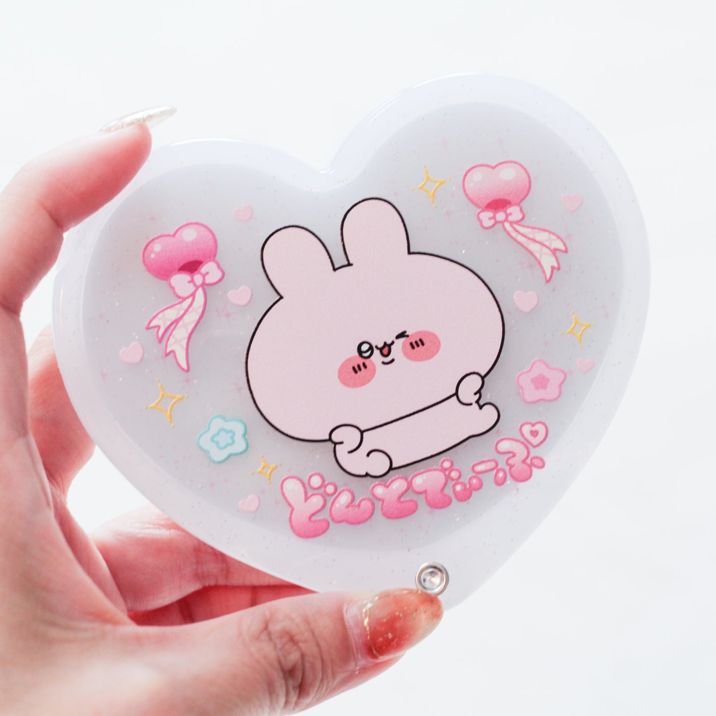[ASAMIMICHAN] Glitter Heart Slide Mirror [Shipping in late-June]