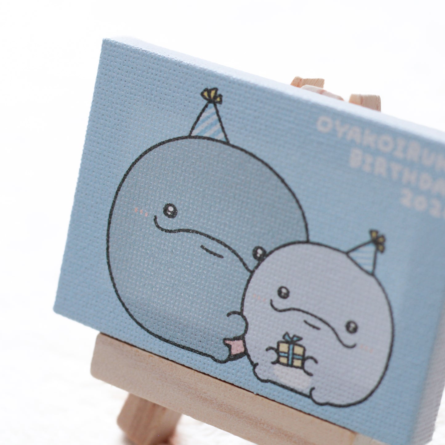 【親子イルカ】親子イルカバースデー♪ミニキャンバス（イーゼル付き）【6月下旬発送】