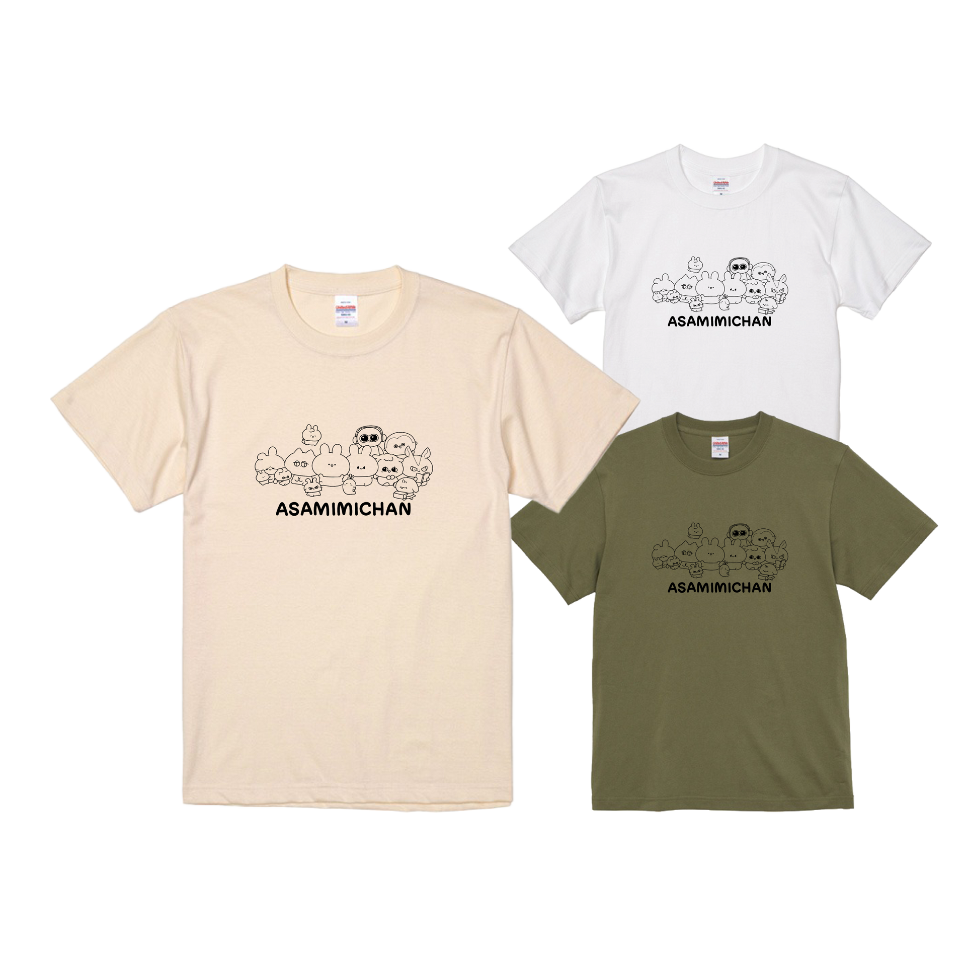 あさみみちゃん】全員集合Tシャツ【6月下旬発送】 – SimpleSideMascots