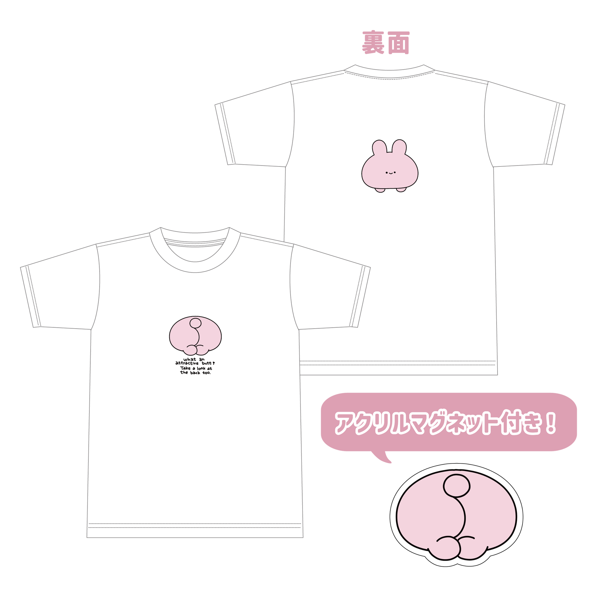 ASAMIMICHAN] Butt Pop-Out T-shirt (Includes Acrylic Magnet