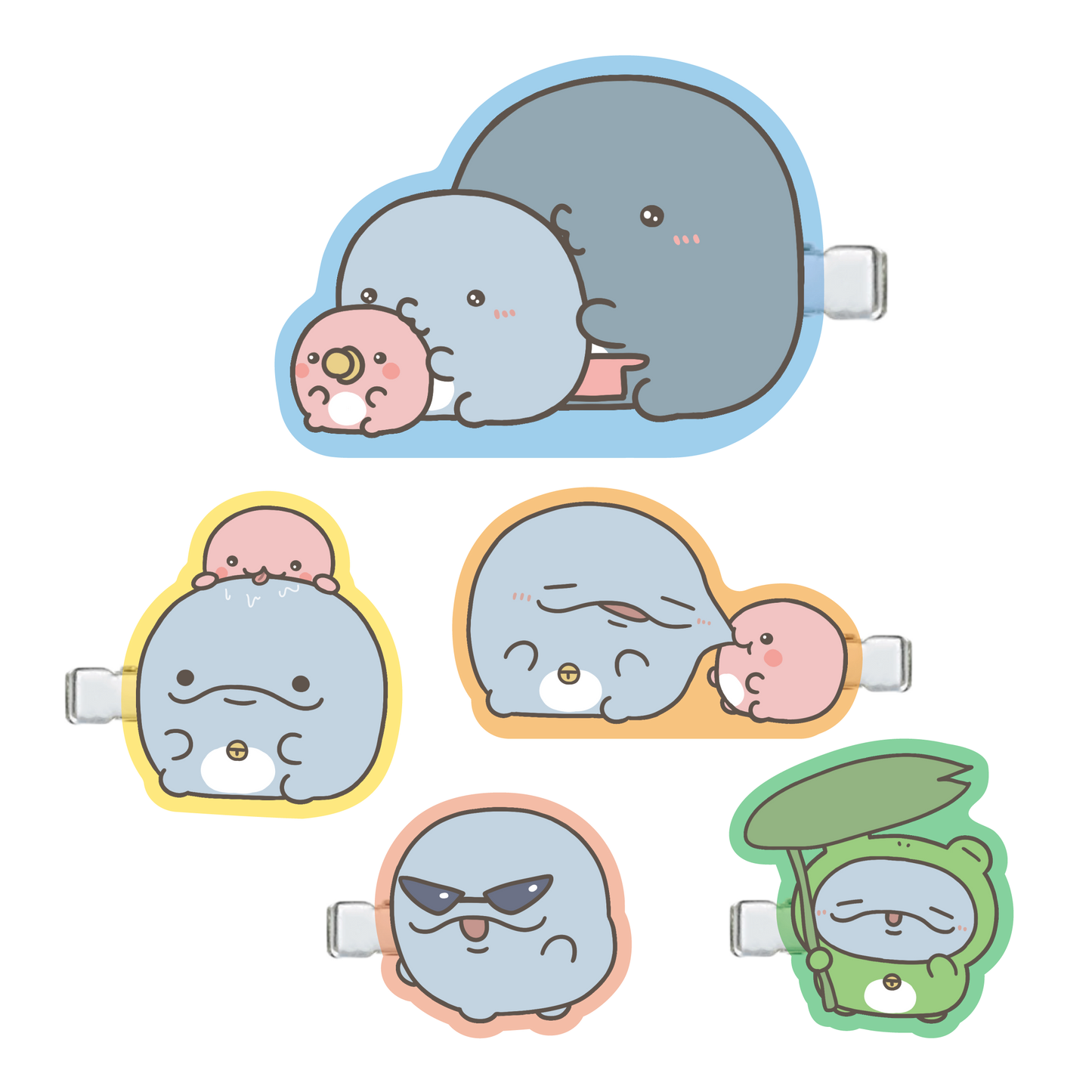【親子イルカ】選べる♪クリアカラー前髪クリップコンプリートセット（全5種）【9月下旬発送】