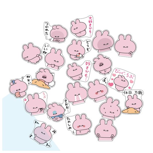 【あさみみちゃん】フレークシール（あさみみちゃん 半目スタンプ）【2月中旬発送】