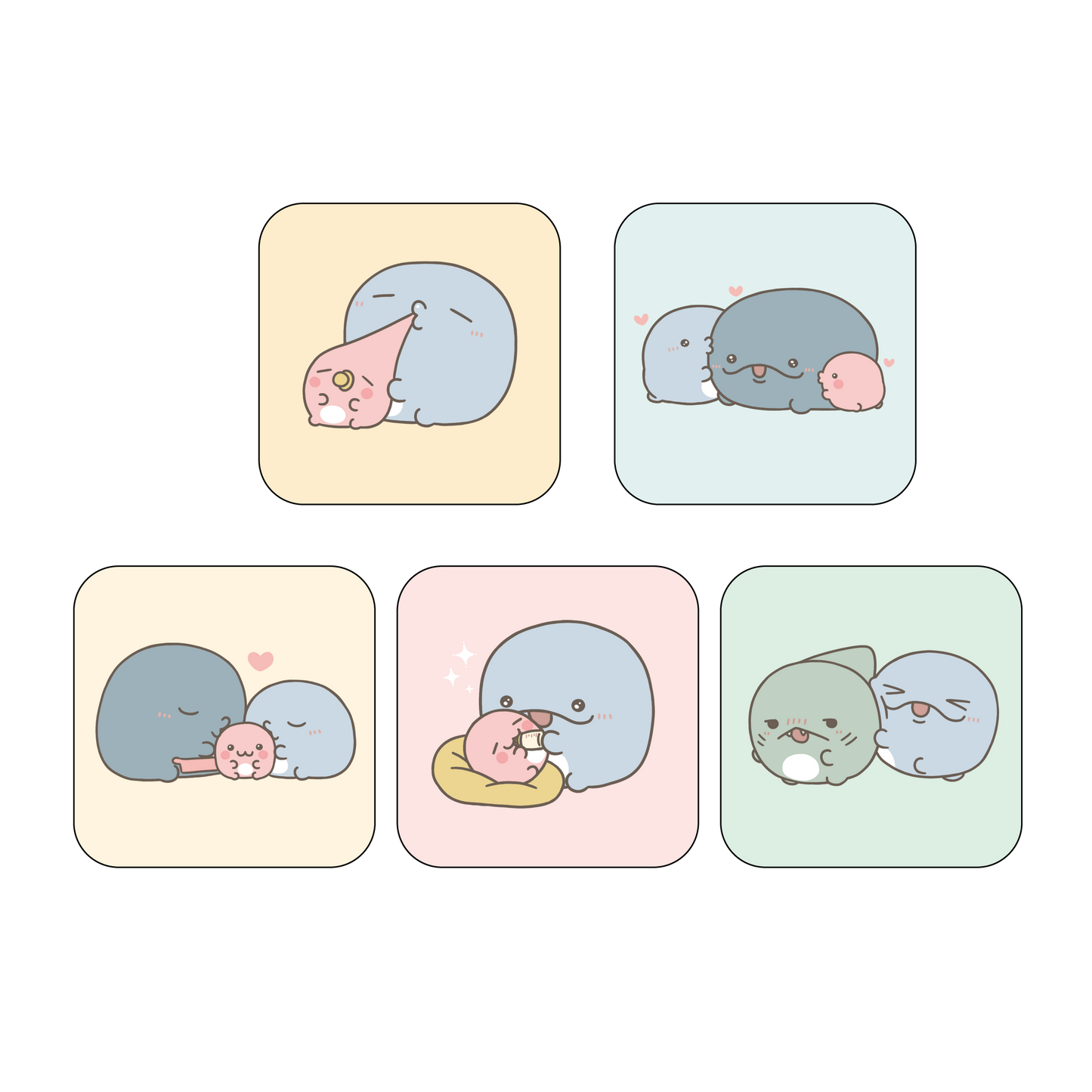 【親子イルカ】ランダム缶バッジコンプリートセット（全5種）【12月中旬発送】