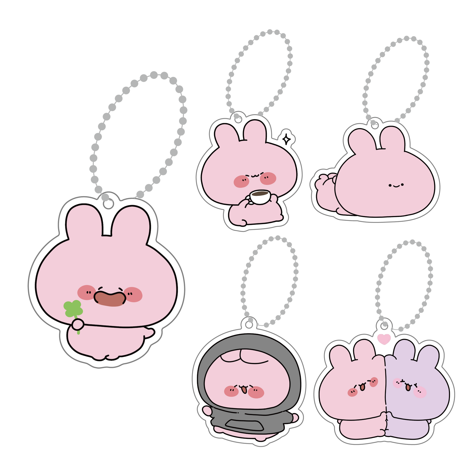 ASAMIMICHAN] Various Random Acrylic Key Chain Complete Set (All 5