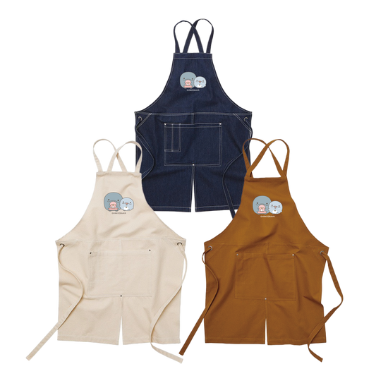 【親子イルカ】ウォッシュキャンバスエプロン (クロスタイプ)【4月中旬発送】