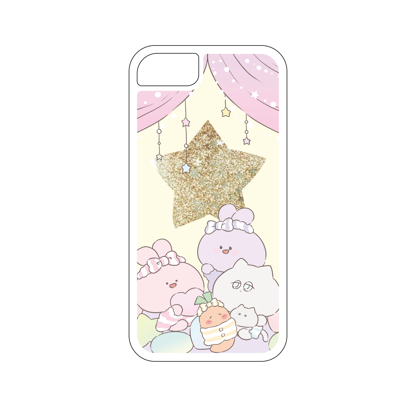 [ASAMIMI-CHAN] Custodia per iPhone con glitter Twinkle Twinkle Star (Pigiama Party) [Spedito a metà ottobre]