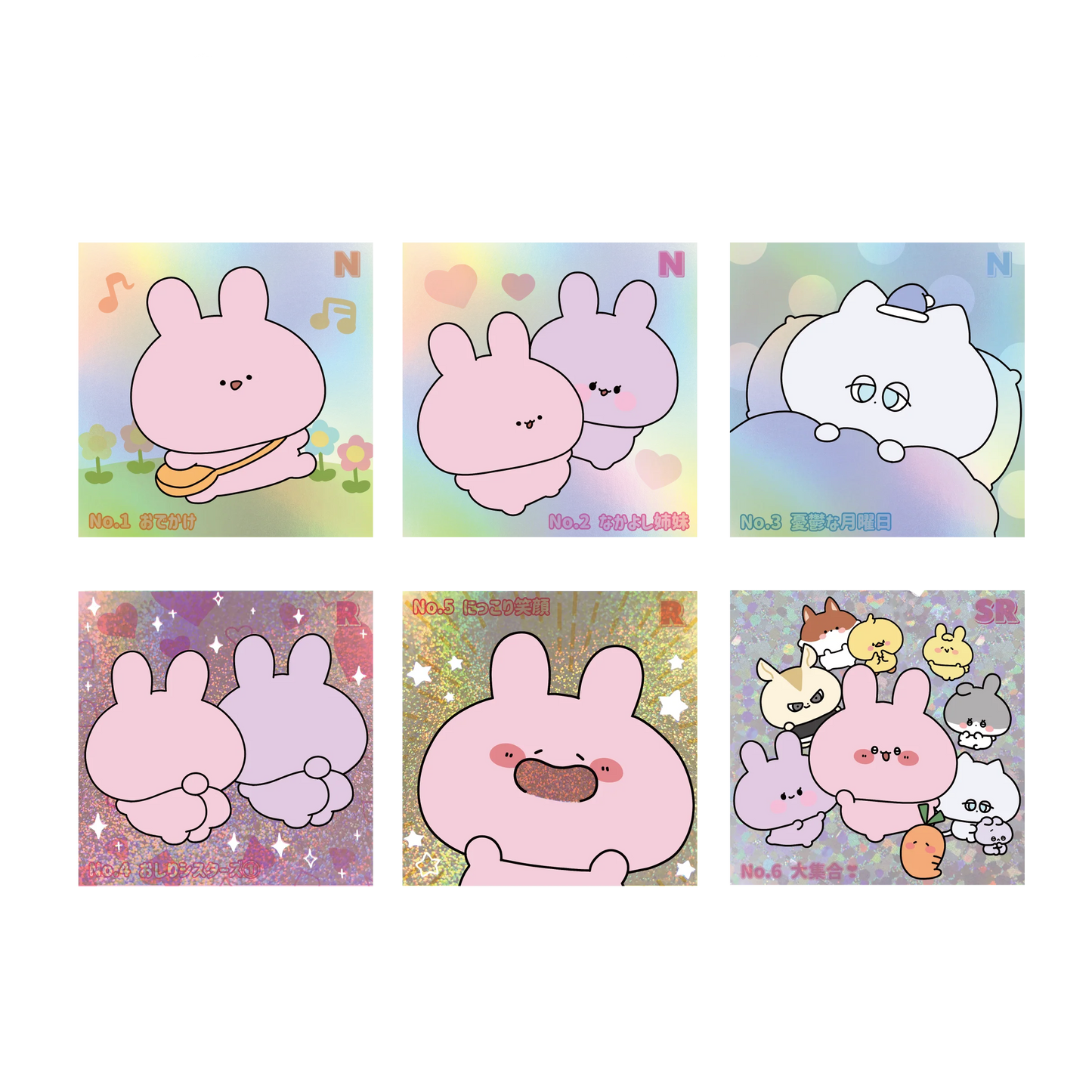 [ASAMIMICHAN] Sticker holo carré aléatoire 1ère série (No.01-06) (Réédition) [Expédition fin septembre]