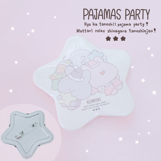 [Asamimi-chan] Star-shaped sparkling tin badge (pajama party)