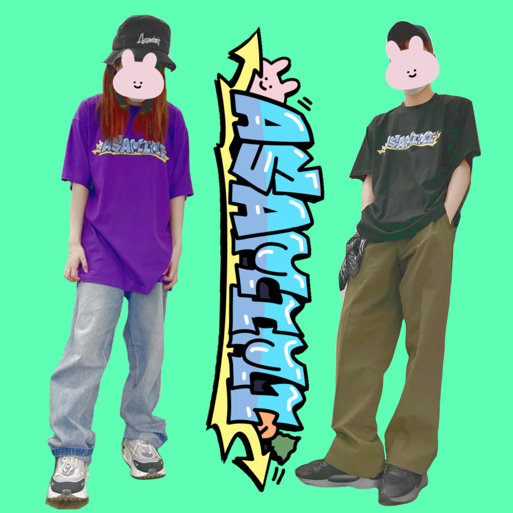 [Asamimi-chan] Kurzärmliges großes T-Shirt (Graffiti-Logo) [ausgeliefert Mitte Oktober]