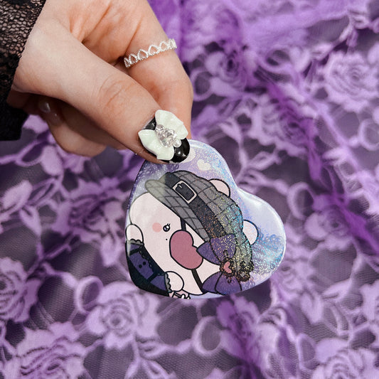 [Asamimi-chan] Heart tin badge (hologram) [Made-to-order]