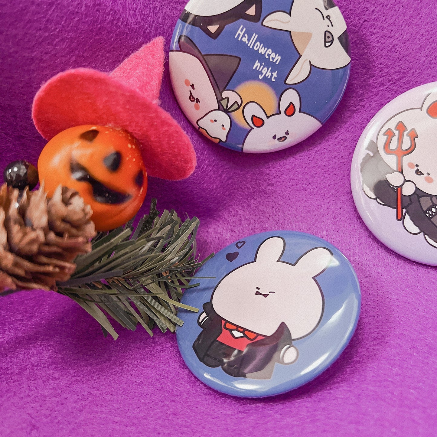 [Asamimi-chan] Halloween Night Random Can Badge (3 types in total) [Shipped in late October]
